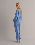 Chambray Blue Cashmere Cuffed Ankle Joggers