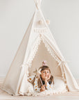 MINICAMP Boho Kids Teepee - Handmade Cotton Play Tent with Tassels for Imaginative Play by Minicamp at brixbailey.com