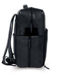 Premium black leather backpack, luxury full grain cowhide, handcrafted eco-friendly recycled leather, spacious laptop sleeve, durable antique brass hardware, best-selling stylish travel bag by Bethikal at brixbailey.com