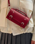Handmade Leather Bowler Bag - Red