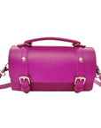 Handmade Leather Bowler Bag - Magenta