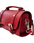 Handmade Leather Bowler Bag - Red