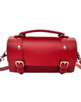 Handmade Leather Bowler Bag - Red