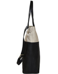 Ivory And Black Two Tone Leather Tote Brix and Bailey Ethical Brand