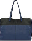 Royal Blue Two Tone Horizontal Leather Tote Brix and Bailey Ethical Leather Bag Brand