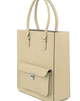 Ivory Pebbled Leather Tote Shopper with Inner Pocket