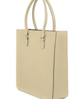 Ivory Pebbled Leather Tote Shopper with Inner Pocket