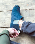 Men's Slipper Boot in Navy and Grey