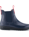 Busby Men's Winter Chelsea Boot, Navy Blue Leather