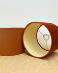 Burnt Orange Velvet & Lemon Yellow Cotton Double Sided Drum Lampshade | Handmade Ceiling Light Shade | Bespoke UK