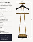 Luxury Dressboy Vintage Brass & Black Leather Valet Suit & Clothes Stand