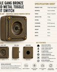 Single Gang Antique Brass Solid Cast Metal Surface Mounting Light Switch Industrial 2 Way