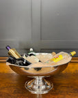Large Polished Metal Punch Bowl on Pedestal – Barware / Party Decor