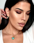 Luxe 18k Gold Plated Turquoise T Bar Heart Necklace