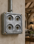 4 Gang 2 Way Solid Cast Metal Conduit Light Toggle Switch | Surface Mounted