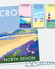 Croyde Vintage Seaside Travel Poster Print