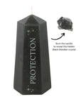 Protection Crystal Candle with Rough Black Obsidian