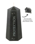 Protection Crystal Candle with Rough Black Obsidian