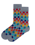 Colorful checkered socks, premium cotton blend, playful patterned design, elasticated comfort, best-selling pack of 4 by Body and I at brixbailey.com