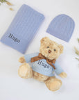 CASHMERE AND TEDDY GIFT SET - CORNFLOWER BLUE