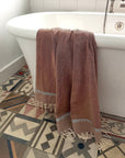 Cassis Cinnamon/Black Fringed Cotton Fouta