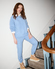 Chambray Blue Cashmere Cuffed Ankle Joggers
