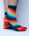 Colorful Checkers Socks, premium cotton blend rainbow socks, stylish and comfortable, best-selling unisex socks in EU sizes 37-42, UK sizes 4-8 by Body and I at brixbailey.com