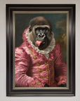 Cheeky Gorilla Framed Poster, stylish renaissance-style wall art, playful luxury home decor, trending best-selling humorous print by Zestio at brixbailey.com