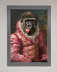Cheeky Gorilla Framed Poster, luxury renaissance-style home decor, stylish whimsical wall art, premium best-selling funny gorilla print by Zestio at brixbailey.com