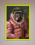 Cheeky Gorilla Framed Poster, stylish renaissance-style wall art, playful luxury home decor, trending whimsical gorilla print by Zestio at brixbailey.com