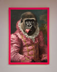 Cheeky Gorilla Framed Poster, stylish renaissance-style art, playful luxury home decor, trending whimsical wall art by Zestio at brixbailey.com