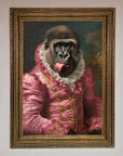 Cheeky Gorilla Framed Poster, humorous home decor, playful renaissance-style wall art, stylish whimsical room accent by Zestio at brixbailey.com