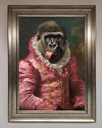 Cheeky Gorilla Framed Poster, luxury renaissance-style humorous home decor, stylish whimsical wall art, best-selling playful gorilla print by Zestio at brixbailey.com