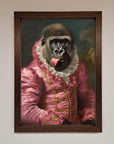 Cheeky Gorilla Framed Poster, stylish renaissance-style wall art, playful luxury home decor, trending best-selling unique framed print by Zestio at brixbailey.com