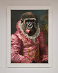 Cheeky Gorilla Framed Poster, premium renaissance-style humorous home decor, stylish whimsical wall art, best-selling playful gorilla print by Zestio at brixbailey.com