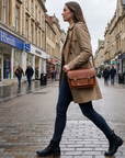 Leather Midi Satchel - Chestnut