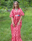 Coral Unfurl Style Caftan in Chevron Pattern-0