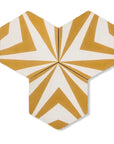 Modern Moroccan chevron hex cement tile, blue and white, premium handcrafted design, stylish durable flooring, UK delivery included by Maria Starling Design at brixbailey.com