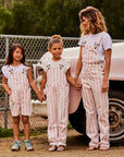 Classic Wide Stripe Denim Dungarees - Pink
