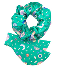 Bella Silk Scrunchie in Rainforest Butterfly