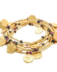 Cleo Long Coin Wrap Necklace: Tourmaline