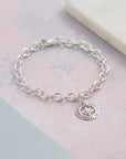 Travel Safe Outline Compass Silver Charm