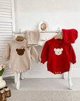 Winter Bear Knitted Bodysuit Red or Beige