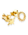 Recycled Silver Celestial Sun Stud Earrings