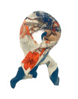 Blue 'Crustacean Silk' Silk Scarf, large square Silk Scarf with crab and tulip design from the Evolution Collection