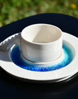 Castle Coffee Set – Handmade Cup and Saucer Set(blue glass)