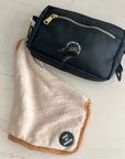 Mini Dog Towel + Clip, Dusty Pink & Green