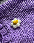 Hand-Knitted Chunky Kids Cardigan with Daisy Embellishments – Custom-Made in Any Size & Colour