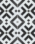 Black geometric porcelain tile, premium anti-slip outdoor tile, stylish 20x20cm square tile, durable handcrafted porcelain for floors and walls by Maria Starling Design at brixbailey.com
