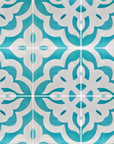 Isla turquoise glazed ceramic wall tile, luxury handmade Moroccan-inspired pattern, premium UK-crafted decorative tile by Maria Starling Design at brixbailey.com